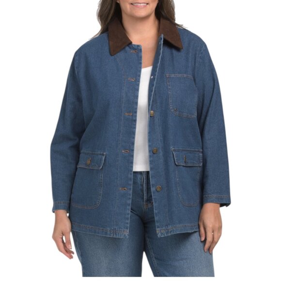 Avec Les Filles Jackets & Blazers - AVEC LES FILLES Blue/Brown Plus Barncoat